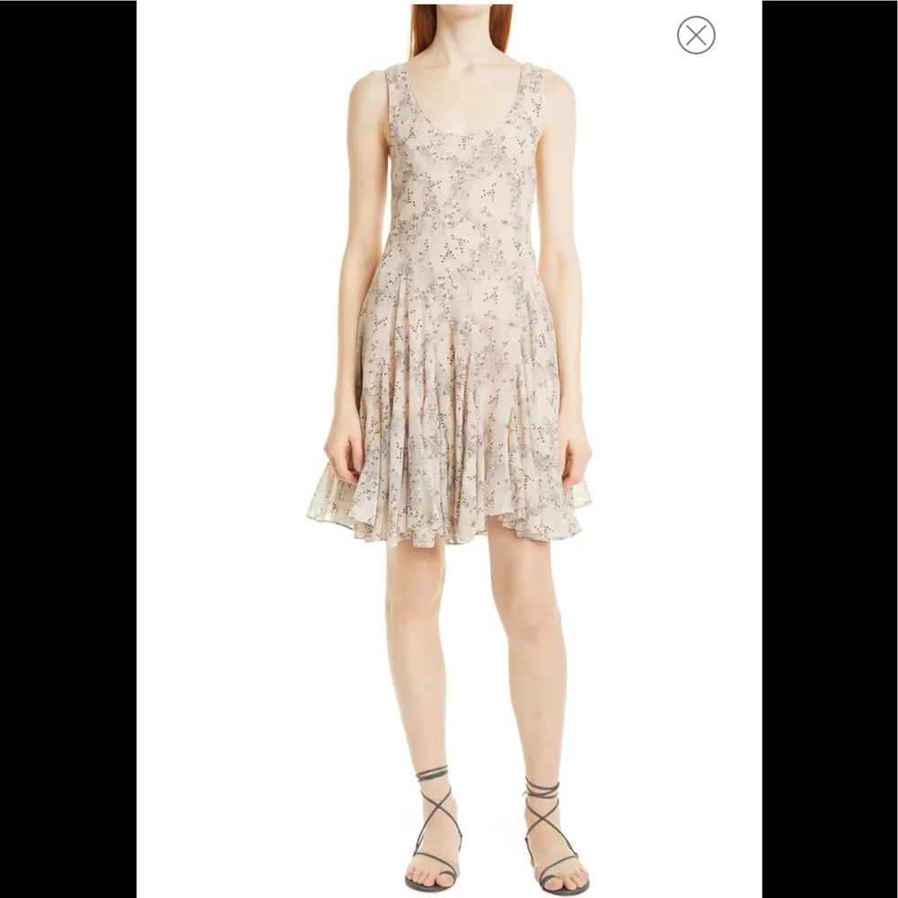 new! Rebecca Taylor | Floral Godet Dress Cotton & Silk Tank Dress w/Pockets